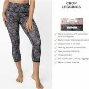 Ruby Ribbon Black White Paisley Crop Athletic Leggings Size XL Stretchy Pullon